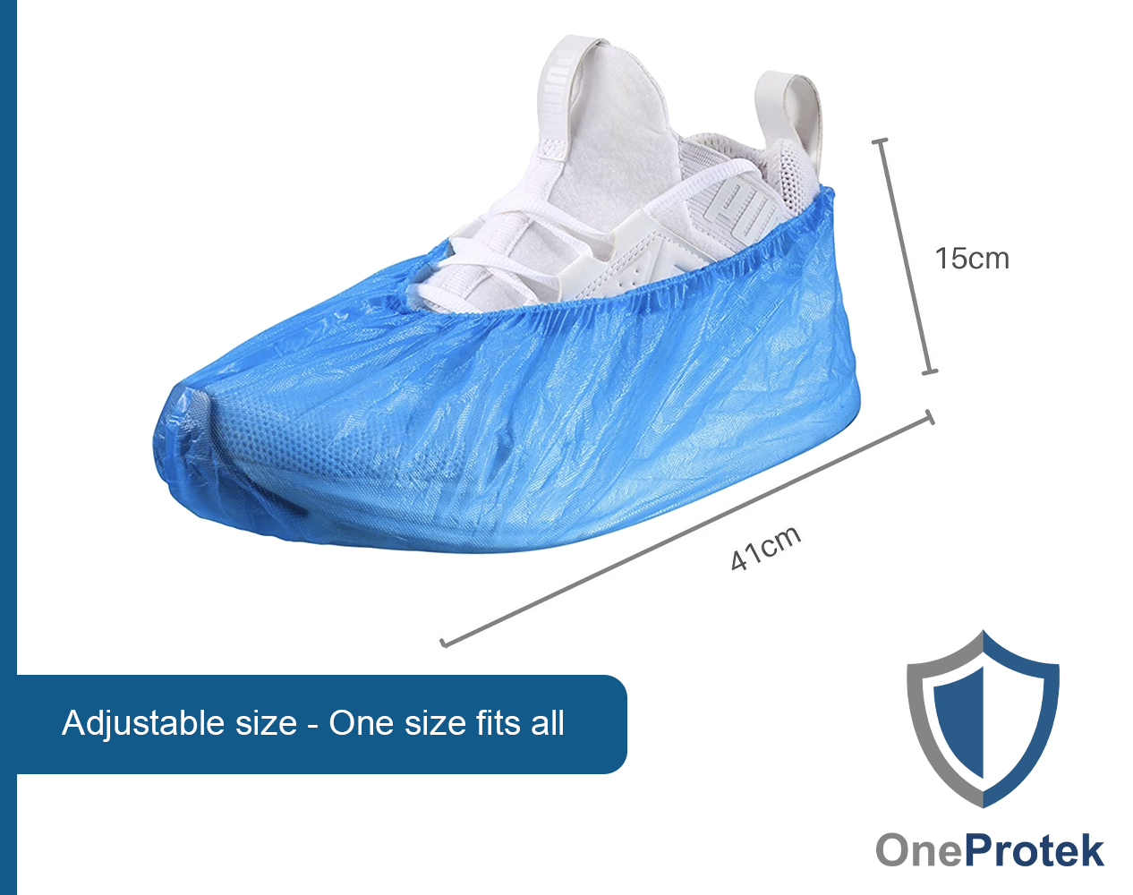 Protection médicale :: Protection :: Sur-chaussures :: OneProtek - Sachet  de 100 Surchaussures Jetables en Polyéthylène Chloré Imperméables - Taille  Unique – Bleu